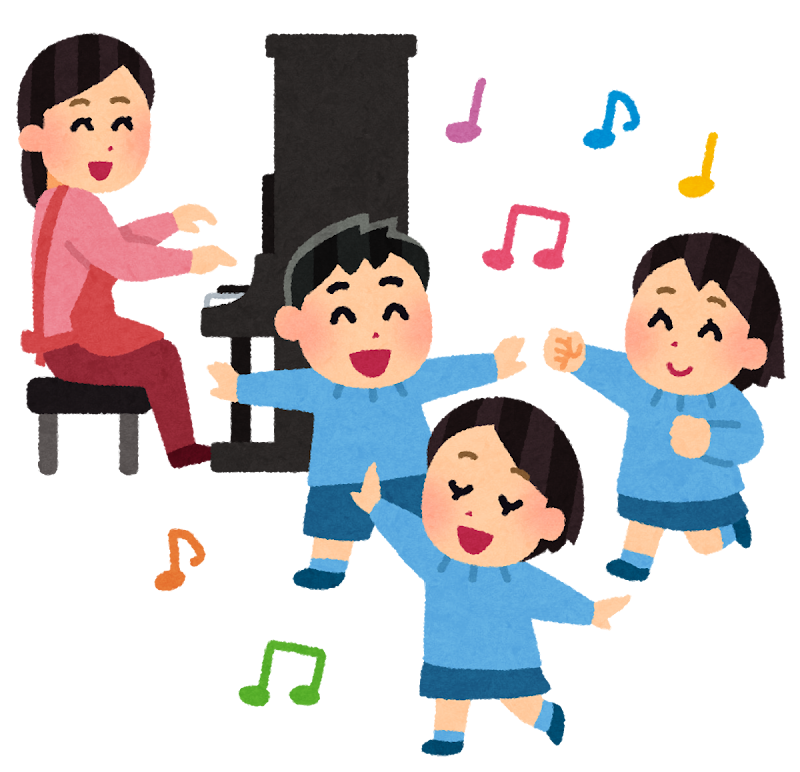 ダンスをする幼稚園児のイラスト