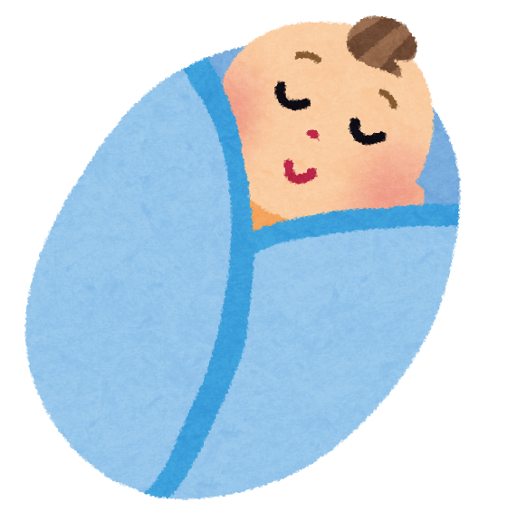 おくるみに巻かれた赤ちゃんのイラスト