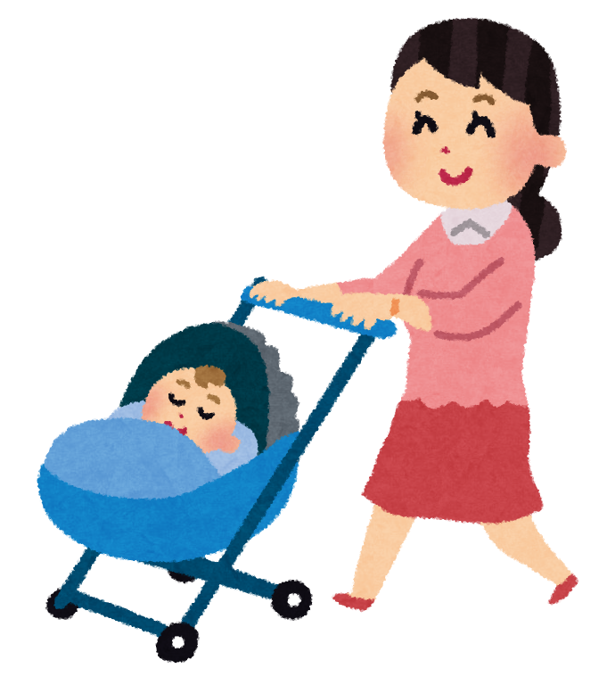 ベビーカーを押すお母さんのイラスト